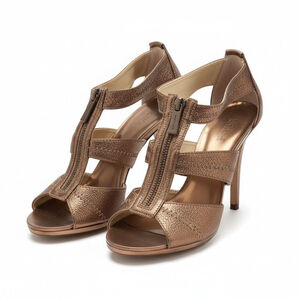 Michael Kors Bronze Metallic Zipper Heels
